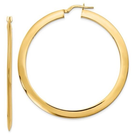 14K Polished Hoop Earrings: Elegant & Versatile  Jewelry with Lifetime Guarantee - Picture 1 of 4